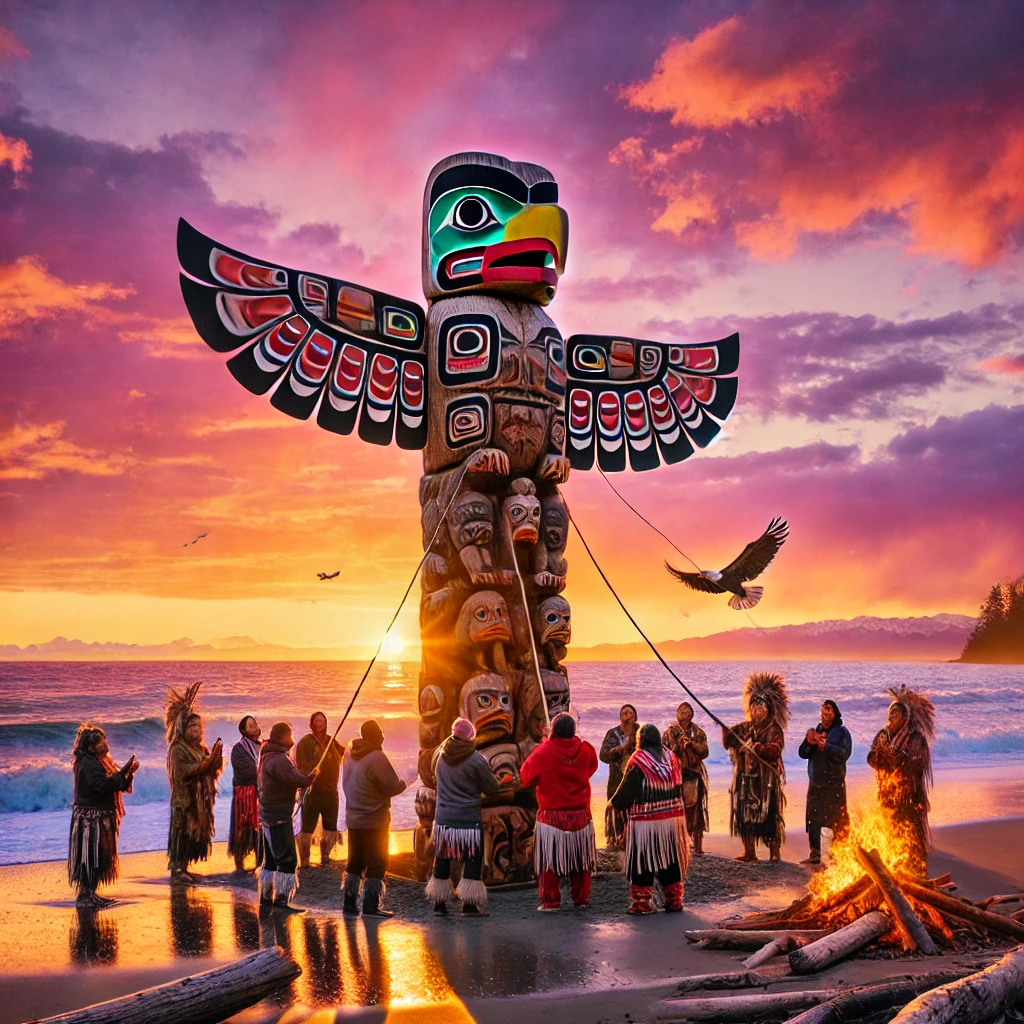 UnOvoidable Nisga'a Totem Pole Raising sunset